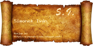 Simonek Iván névjegykártya